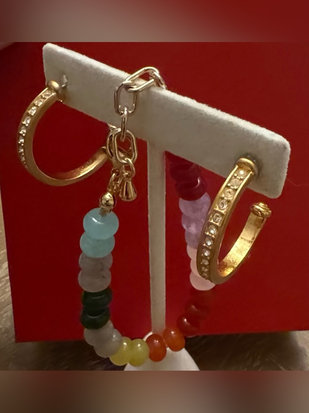 Brighton Gold-Tone Hoop Earrings with Crystals
